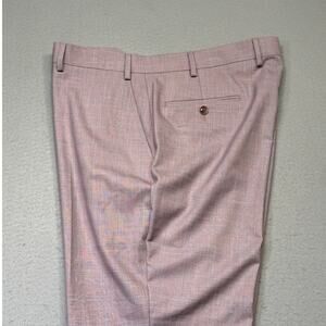 Tayion Collection Men's Regular-Fit Suit Pants Pink Windowpane 36x32 $135